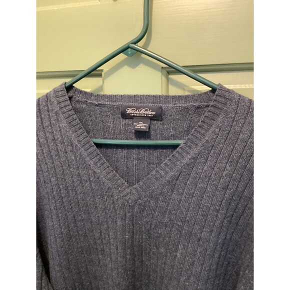 Brooks Brothers Men's Blue Size XXL Lambswool V-Neck Knit Sweater Long Sleeve - Picture 2 of 7